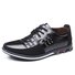 Men Genuine Leather Stitching Slip On Metal Decoration Casual Shoes