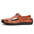 Men Cow Leather Non Slip Hand Stitching Soft Sole Casual Sandals