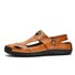 Men Cow Leather Non Slip Hand Stitching Soft Sole Casual Sandals
