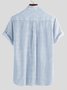 Men's Classic Striped Breathable Stand Collar Short Sleeve Casual Loose Shirts