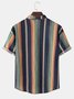 Multicolor V Neck Cotton Casual Shirt