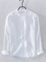 White Cotton Casual Stand Collar Shirts & Tops