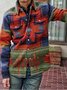 Men's Red Printed Wool Blend Basic Outerwear