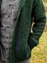 Green Shawl Neck Casual Sweater