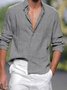 Linen Solid Stand Collar Casual Shirts