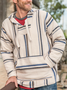 Beige Cotton-Blend Striped Casual Sweatshirt