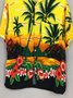 Mountain Coconut Tree View Aloha Beach Party Button Shirt