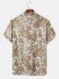 Mens Paisley Print Revere Collar Ethnic Style Short Sleeve Shirt