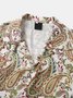Mens Paisley Print Revere Collar Ethnic Style Short Sleeve Shirts