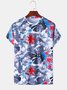 Mens 3D Flowers & Birds Printed Casual O-neck Short Sleeve T-shirt