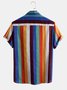 Men's Stripe National Style Short Sleeve Casual Loose Shirt