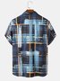 Mens Oil brush Print Button Up Street Short Sleeve Shirts With Pocket