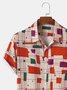 Mens Geo & Line Print Chest Pocket Holiday Short Sleeve Shirts