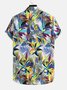 Mens Hawaii Style Leaf Printed Casual Breathable Short Sleeve Shirts