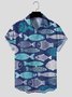 Mens Fish Print Holiday Lapel Shirt