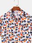 Men's Shirt Collar Abstract Printed T-shirt