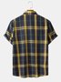 Mens Check Plaid Button Up Cotton Casual Short Sleeve Shirts