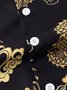 Mens All Over Golden Dragon Print Cotton Relaxed Fit Short Sleeve Shirts