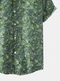 Men Retro Color Small Floral Lapel Casual Loose Short Sleeve Shirt
