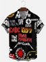 Mens Rock and Roll Punk Print Lapel Casual Loose Short Sleeve Shirt