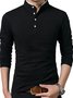 Long Sleeve V Neck Solid Casual Shirts & Tops