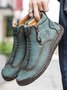 Retro Outdoor Hand-woven Large Size Zipper Ankle Boots