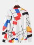 Mens Colorblock Print Relaxed Fit Daily Crew Neck Pullover Sweatshirt