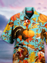 Mens Thanksgiving Turkey Print Casual Breathable Hawaiian Short Sleeve Shirt