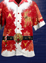 Mens Santa Claus Printed Casual Breathable Hawaiian Short Sleeve Shirt