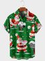 Mens Santa Print Breathable Casual Short Sleeve Shirt