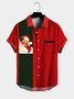 Mens Christmas Santa Print Loose Short Sleeve Shirt