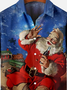 Mens Christmas Santa Printed Casual Breathable Short Sleeve Shirts
