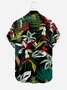 Mens Tropical Parrots Print Round Hem Loose Short Sleeve Shirts