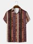 Mens Striped Jacquar Print Loose Short Sleeve Hawaiian Shirts