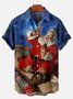 Mens Christmas Santa Printed Casual Breathable Short Sleeve Shirt