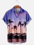 Mens Coconut Tree Print Casual Breathable Chest Pocket Short Sleeve Hawaiian Shirts