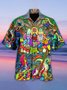 Mens Hawaiian Hippie Retro Music Elements Short Sleeve Shirt Casual Top