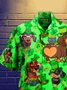 Mens St Patrick's Day Dogs & Clovers Print Casual Breathable Short Sleeve Hawaiian Shirts