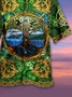 Mens Heart Of The Earth Print Casual Breathable Short Sleeve Hawaiian Shirts
