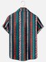 Mens St Valentine's Day Striped Print Casual Breathable Chest Pocket Short Sleeve Hawaiian Shirts