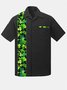 Mens St Patrick's Day Shamrock Print Casual Breathable Short Sleeve Hawaiian Shirt