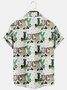 Holiday And Leisure St. Patrick's Day Element Four-Leaf Clover And Alphabet Pattern Hawaiian Style Printed Shirt Top