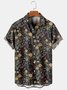 Mens Retro Floral Print Casual Breathable Short-Sleeved Shirt