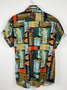 Mens Patchwork Tribal Print Casual Breathable Short Sleeve Hawaiian Shirts