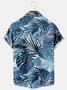 Mens Tropical Palm Leaves & Monstera Ceriman Leaves Print Casual Breathable Chest Pocket Short Sleeve Hawaiian Shirts