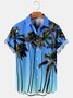 Vacation Leisure Plant Elements Coconut Tree Pattern Hawaiian Style Printed Shirt Top