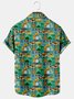 Vacation Leisure Plant Elements Palm Leaf And Floral Pattern Hawaiian Style Printed Shirt Top