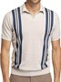 Striped Slim-Collar Short Sleeve Polo Shirt