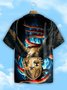 Mens Eagle Old Glory Print Casual Breathable Short Sleeve Hawaiian Shirt