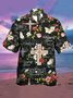 Mens Easter Jesus Crucifix Print Casual Breathable Short Sleeve Hawaiian Shirt